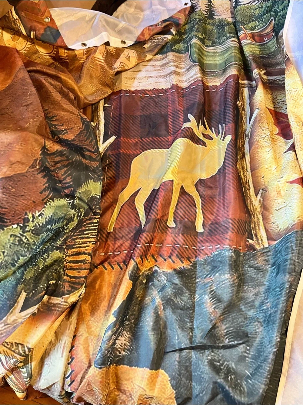 Rustic Bear & Moose Shower Curtain Set - Brown Woodland Bathroom Decor